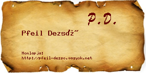 Pfeil Dezső névjegykártya